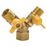 G1/2 Brass Garden Irrigation 2 Way Double Tap Hose Adapter Dual Faucet Connector