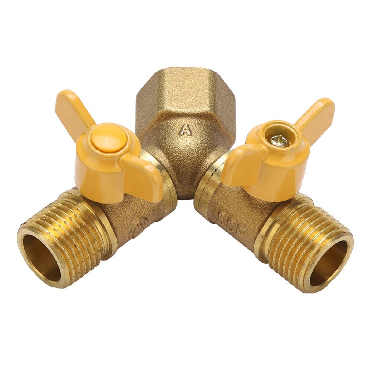 G1/2 Brass Garden Irrigation 2 Way Double Tap Hose Adapter Dual Faucet Connector