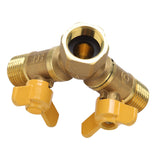 G1/2 Brass Garden Irrigation 2 Way Double Tap Hose Adapter Dual Faucet Connector