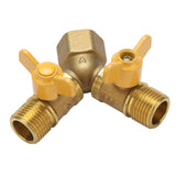 G1/2 Brass Garden Irrigation 2 Way Double Tap Hose Adapter Dual Faucet Connector