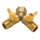 G1/2 Brass Garden Irrigation 2 Way Double Tap Hose Adapter Dual Faucet Connector
