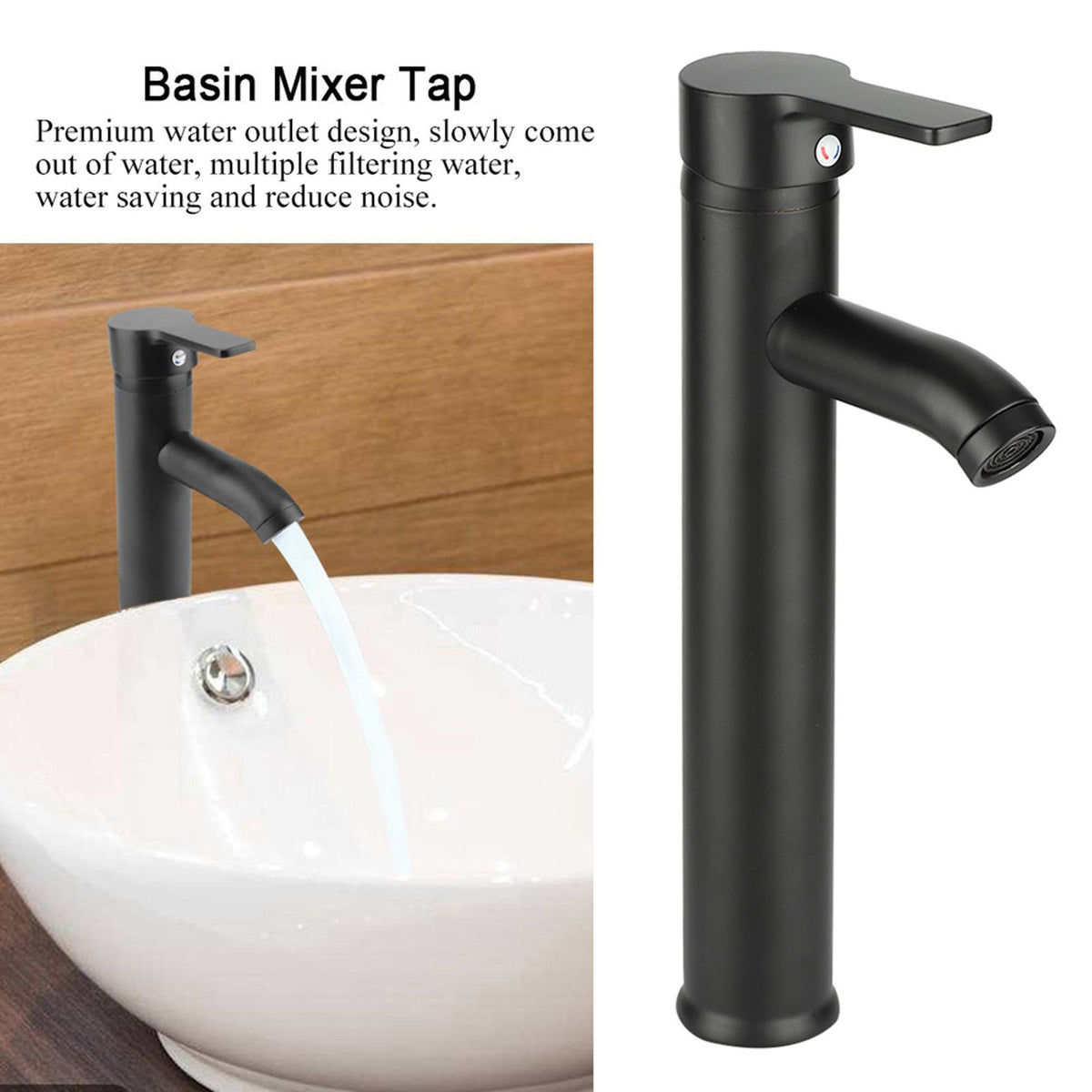 Stainless Steel Black Basin Mixer Tap Hot Cold Washbasin Sink Faucet for Bathroom Toilet