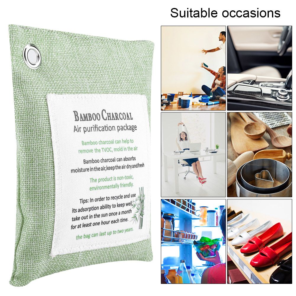 8 Colors Air Purifying Bag Activated Charcoal Bamboo Odor Purifyer Car Deodorizer Light Green