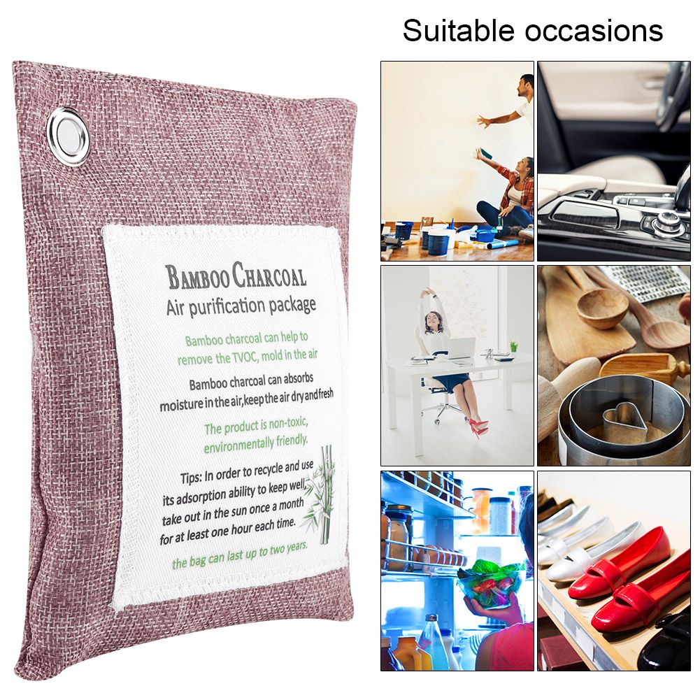 8 Colors Air Purifying Bag Activated Charcoal Bamboo Odor Purifyer Car Deodorizer Peachpuff