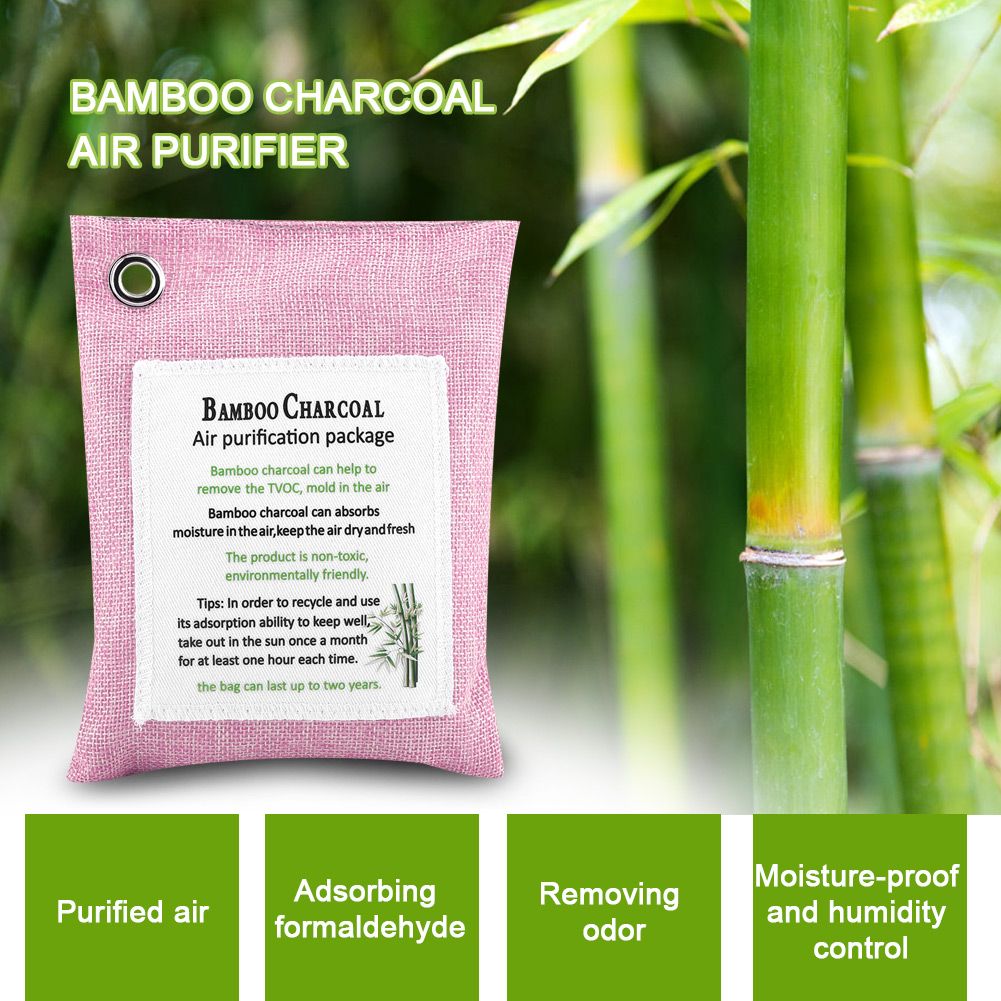 8 Colors Air Purifying Bag Activated Charcoal Bamboo Odor Purifyer Car Deodorizer Pink