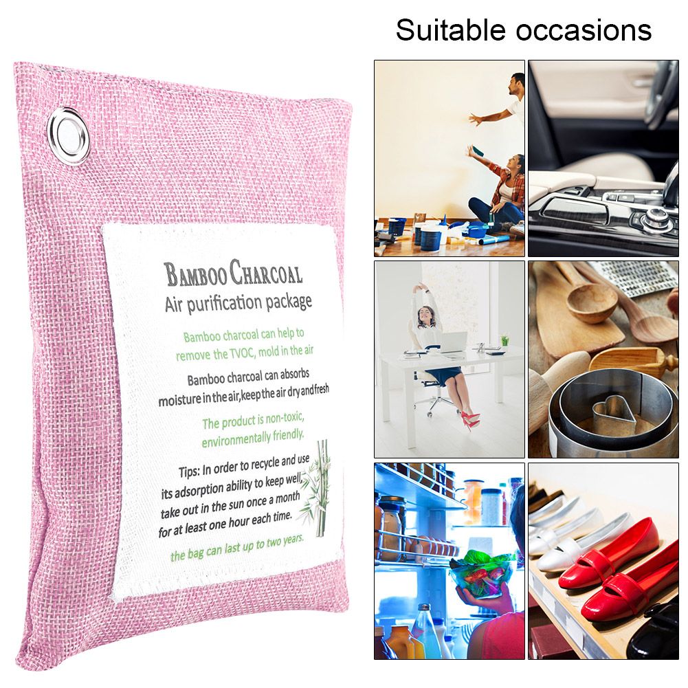 8 Colors Air Purifying Bag Activated Charcoal Bamboo Odor Purifyer Car Deodorizer Pink