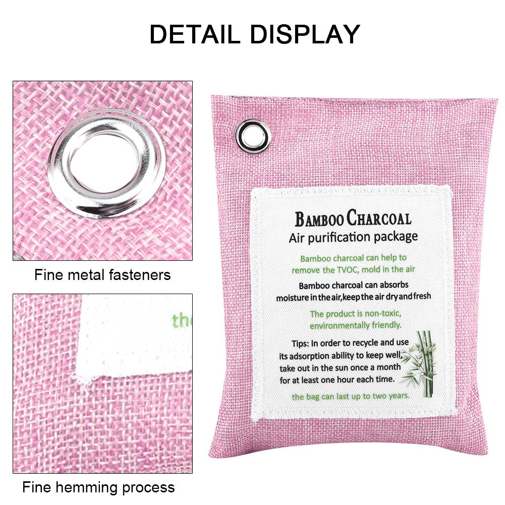 8 Colors Air Purifying Bag Activated Charcoal Bamboo Odor Purifyer Car Deodorizer Pink