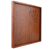 Traditional Wooden Tea Plate Coffee Fruits Snacks Serving Tray Dish for Home Restaurant 34*34cm