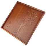Traditional Wooden Tea Plate Coffee Fruits Snacks Serving Tray Dish for Home Restaurant 34*34cm