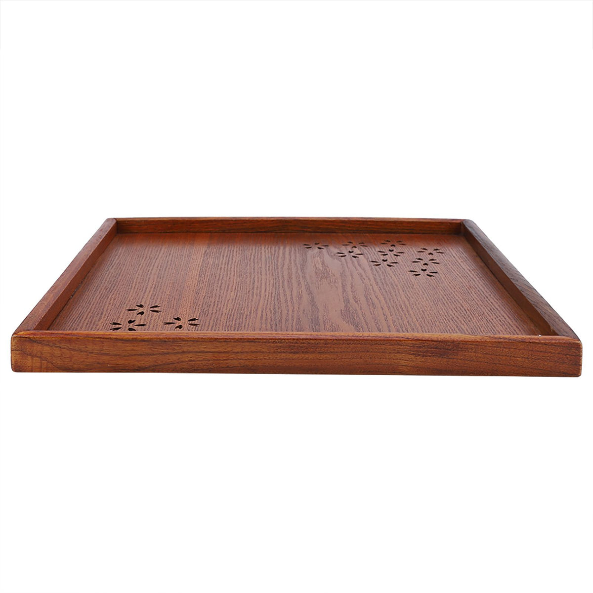 Traditional Wooden Tea Plate Coffee Fruits Snacks Serving Tray Dish for Home Restaurant 34*34cm