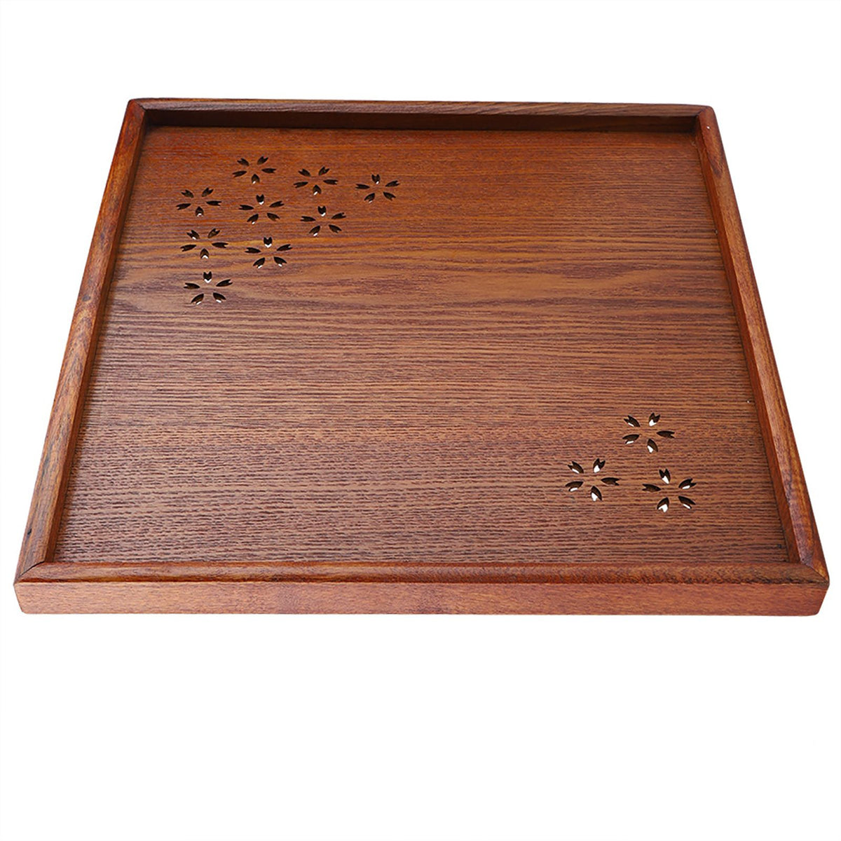 Traditional Wooden Tea Plate Coffee Fruits Snacks Serving Tray Dish for Home Restaurant 34*34cm