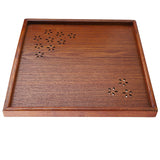 Traditional Wooden Tea Plate Coffee Fruits Snacks Serving Tray Dish for Home Restaurant 34*34cm - 45-Degree Angle