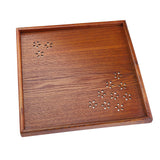 Traditional Wooden Tea Plate Coffee Fruits Snacks Serving Tray Dish for Home Restaurant 34*34cm - Rear View