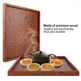 Traditional Wooden Tea Plate Coffee Fruits Snacks Serving Tray Dish for Home Restaurant 34*34cm