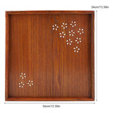 Traditional Wooden Tea Plate Coffee Fruits Snacks Serving Tray Dish for Home Restaurant 34*34cm