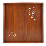 Traditional Wooden Tea Plate Coffee Fruits Snacks Serving Tray Dish for Home Restaurant 34*34cm