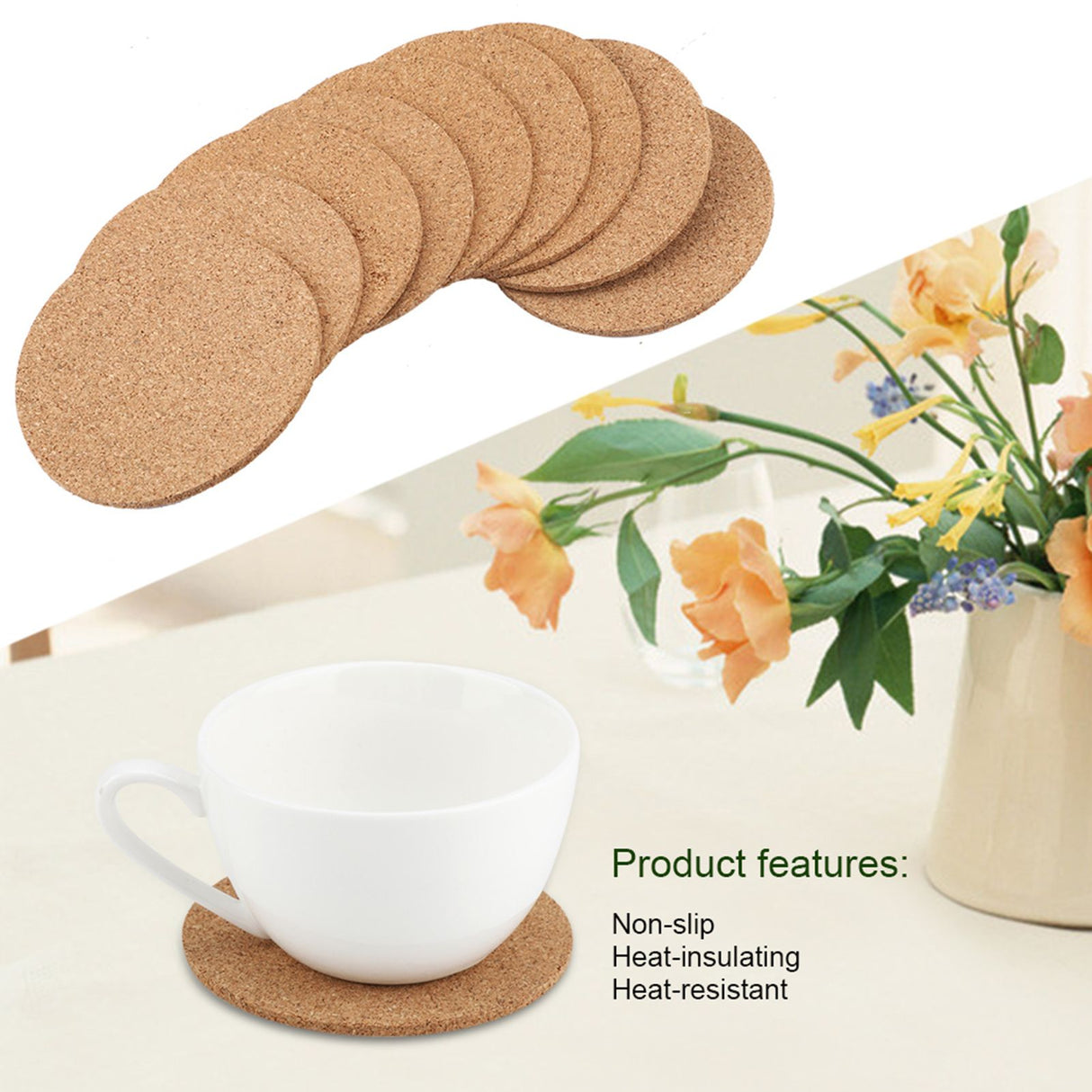 50Pcs Wood Drink Coaster Tea Coffee Cup Mat Pad Wood Tableware Home Decor