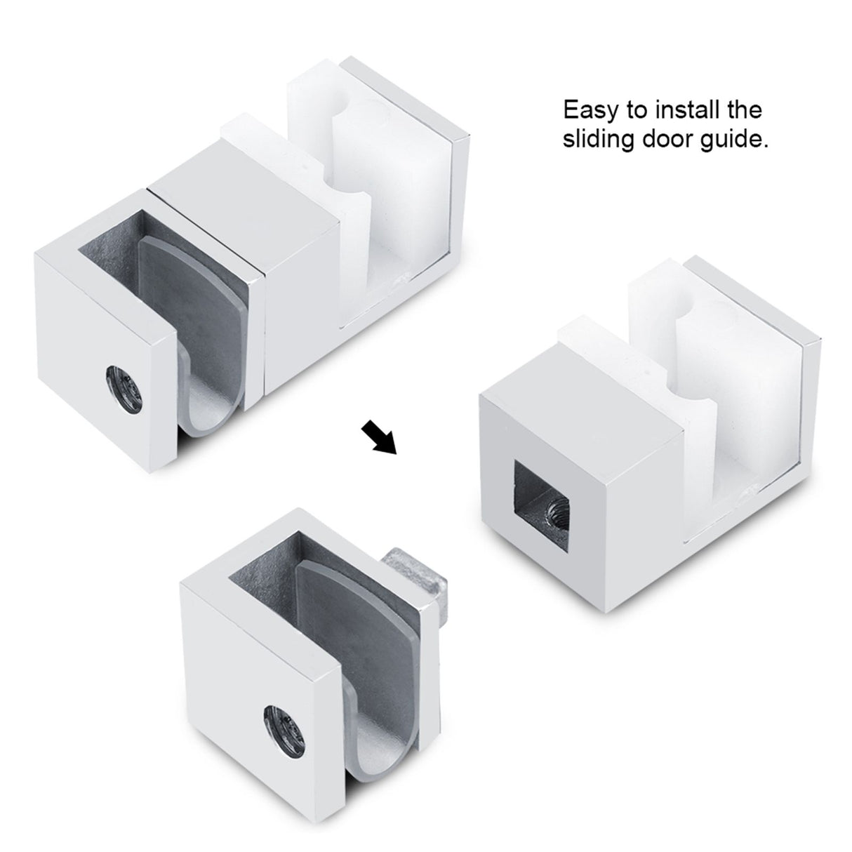 Stainless Steel Adjustable Anti rust Sliding Door Bottom Guide Holder Office Household
