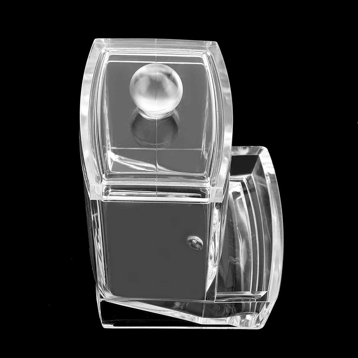 Acrylic Clear Cotton Swab Dispenser Storage Box Holder Desktop Cosmetic Makeup Case