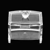 Acrylic Clear Cotton Swab Dispenser Storage Box Holder Desktop Cosmetic Makeup Case - Low Angle