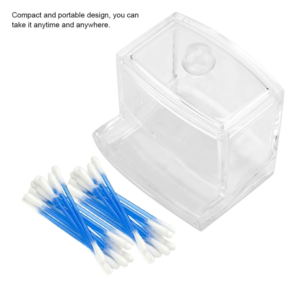 Acrylic Clear Cotton Swab Dispenser Storage Box Holder Desktop Cosmetic Makeup Case