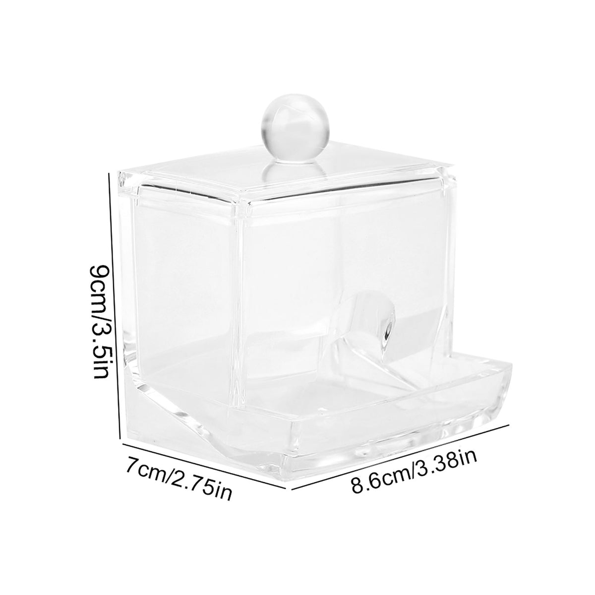 Acrylic Clear Cotton Swab Dispenser Storage Box Holder Desktop Cosmetic Makeup Case