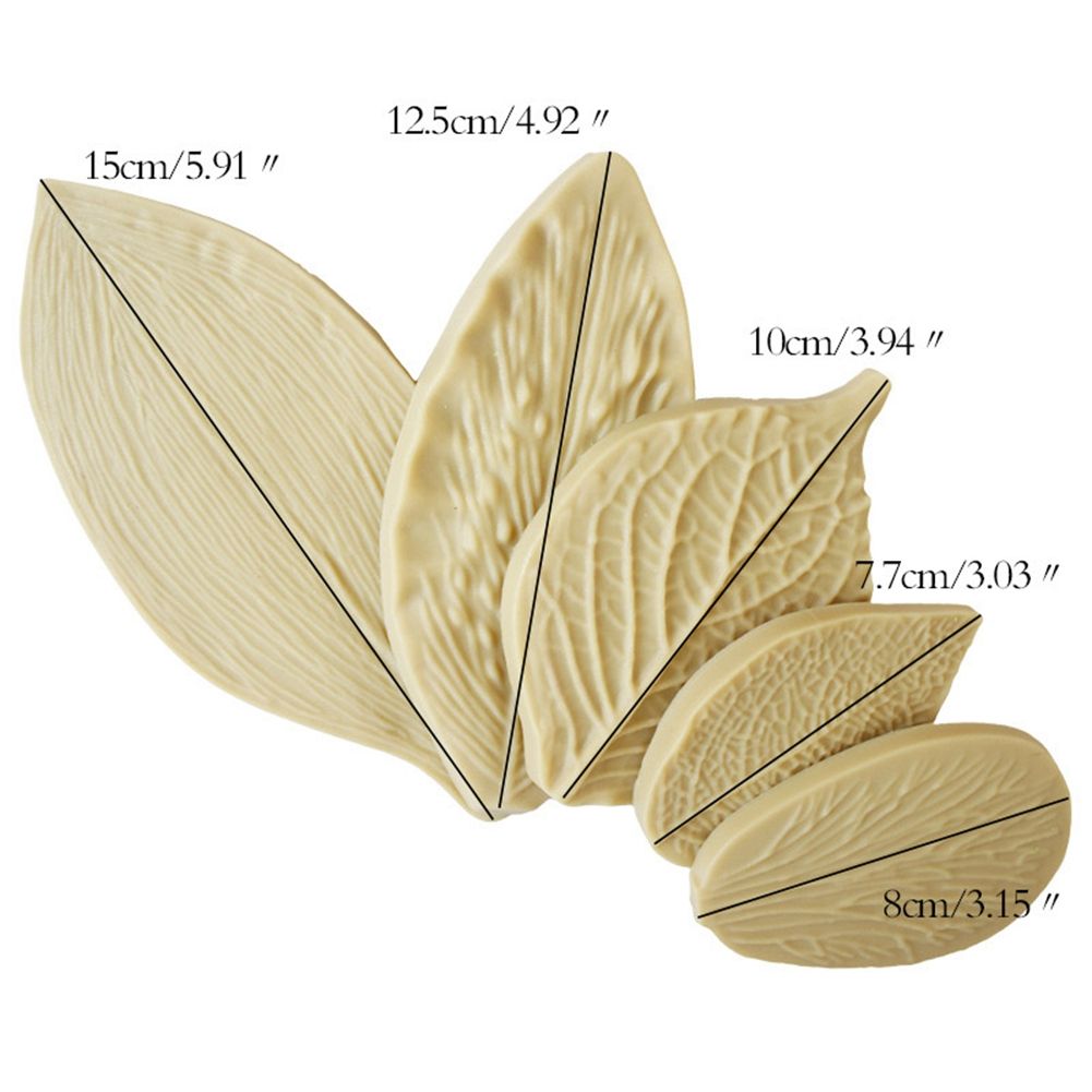 5Pcs Leaf Mould DIY Silicone Cake Mold for Baking Fondant Cupcake Dessert