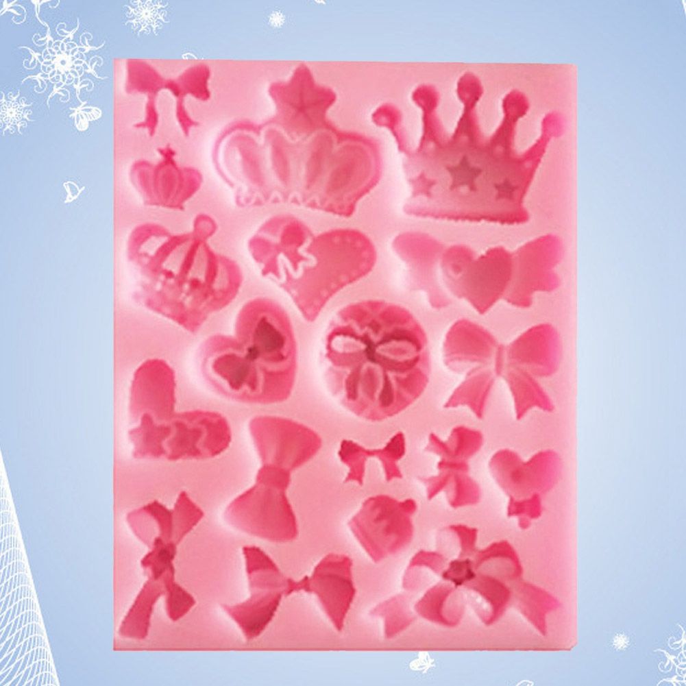 Crown Bowknot Soap Mould Fondant Cake Decoration Mold Silicone DIY Baking Tool