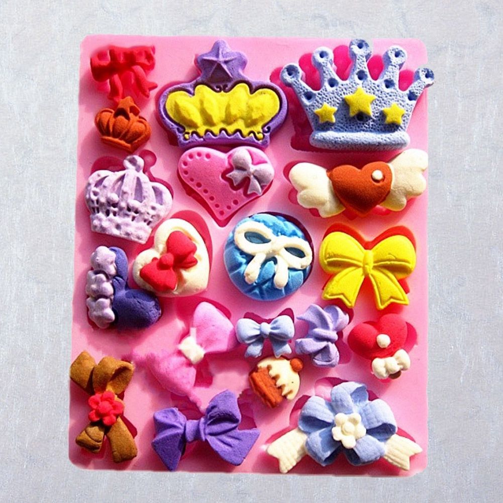 Crown Bowknot Soap Mould Fondant Cake Decoration Mold Silicone DIY Baking Tool