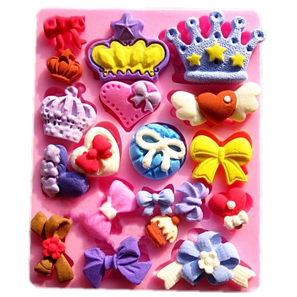 Crown Bowknot Soap Mould Fondant Cake Decoration Mold Silicone DIY Baking Tool