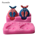 Boy Girl Foot Fondant Cake Decoration Mold Silicone DIY Baking Tool - Front View