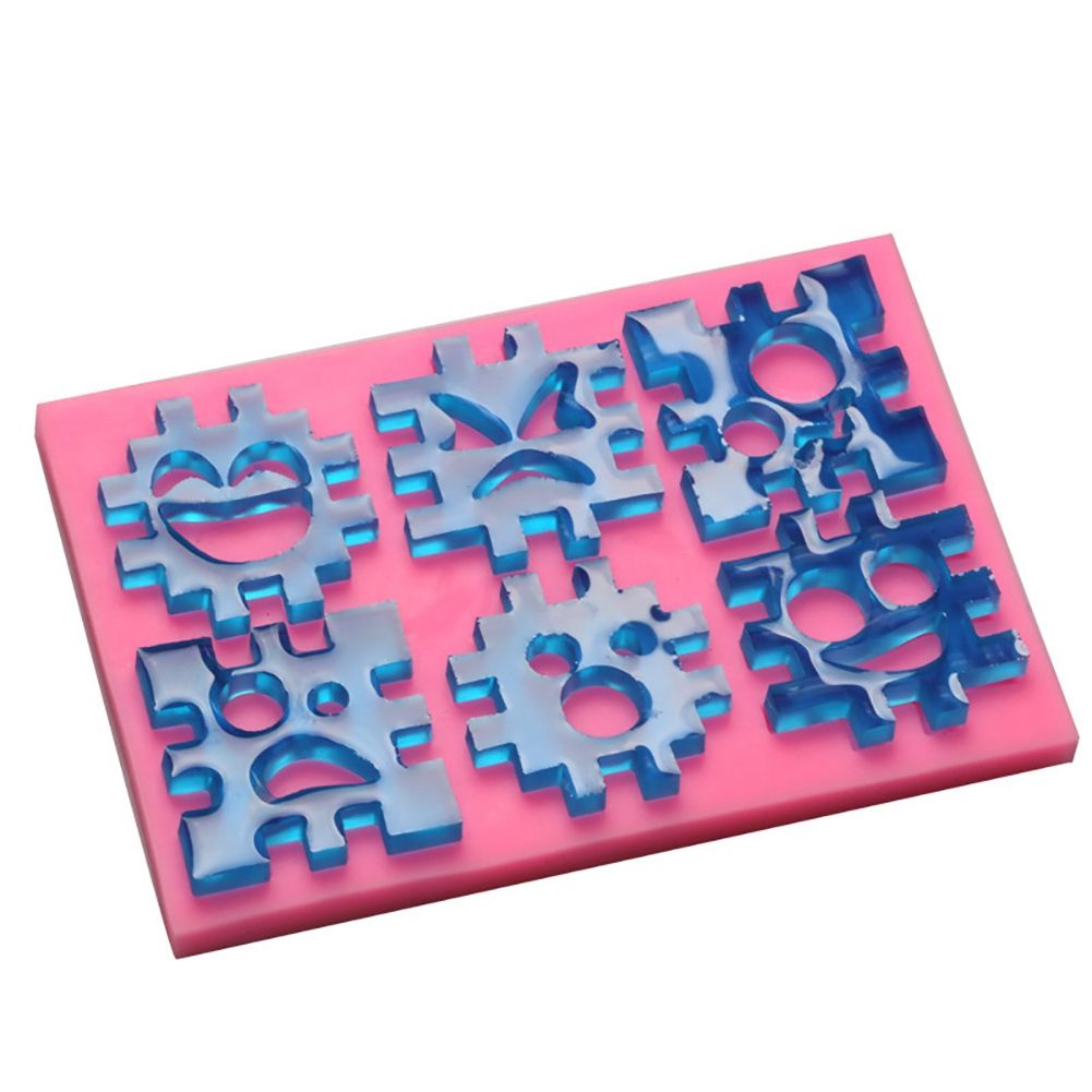 Smile Face Jigsaw Fondant Cake Decoration Mold Silicone DIY Baking Tool