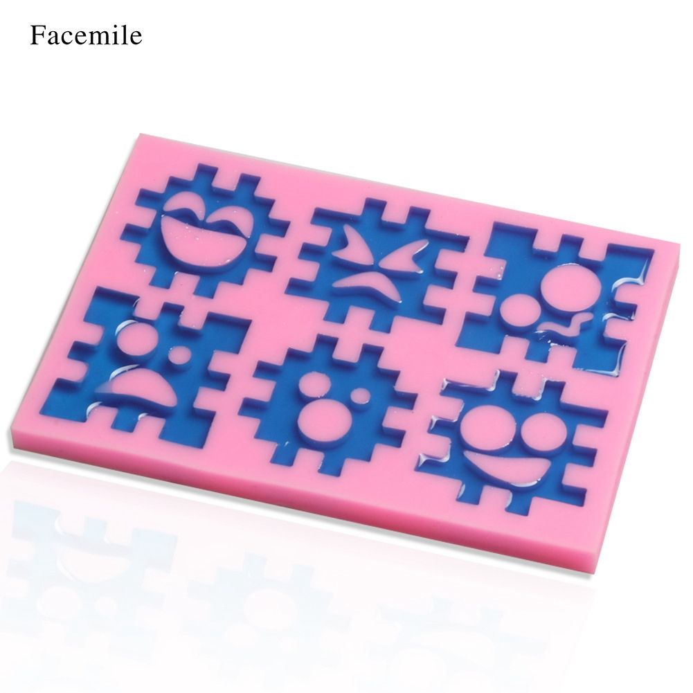 Smile Face Jigsaw Fondant Cake Decoration Mold Silicone DIY Baking Tool