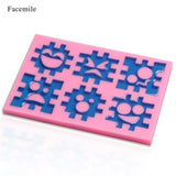Smile Face Jigsaw Fondant Cake Decoration Mold Silicone DIY Baking Tool