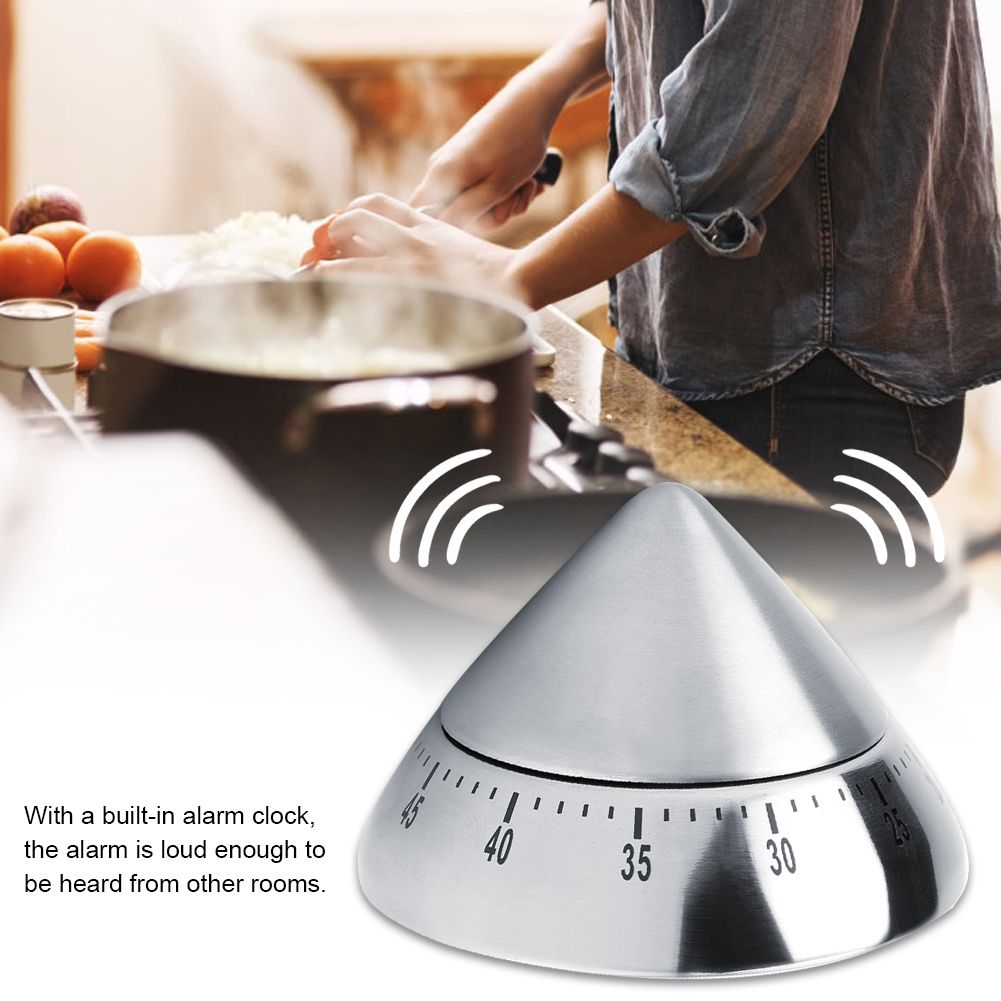 Fashionable Stainless Steel 60 Minutes Count Down Mechanical Cooking Timer Kitchen Tool Silver