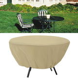Round Table Dust Cover Outdoor Waterproof Garden Patio Furniture Covers(Beige) - Low Angle
