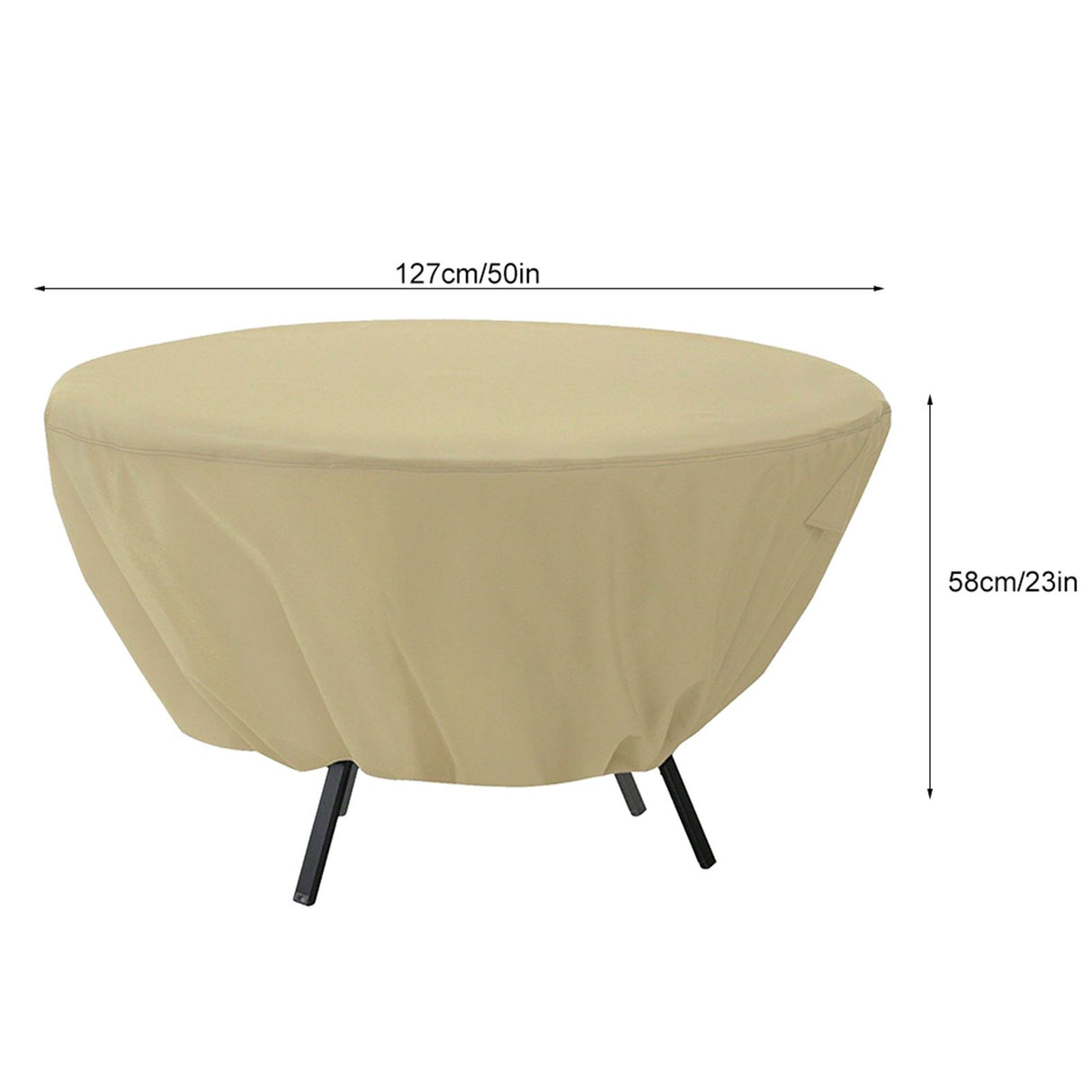 Round Table Dust Cover Outdoor Waterproof Garden Patio Furniture Covers(Beige)