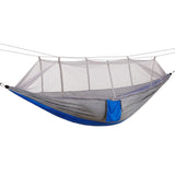 Portable Camping Travel Hammock Hanging Bed with Mosquito Net (Gray Blue) - Front View