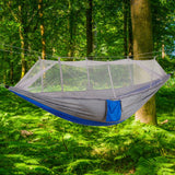 Portable Camping Travel Hammock Hanging Bed with Mosquito Net (Gray Blue)