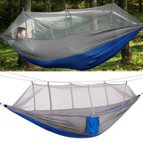 Portable Camping Travel Hammock Hanging Bed with Mosquito Net (Gray Blue) - Low Angle