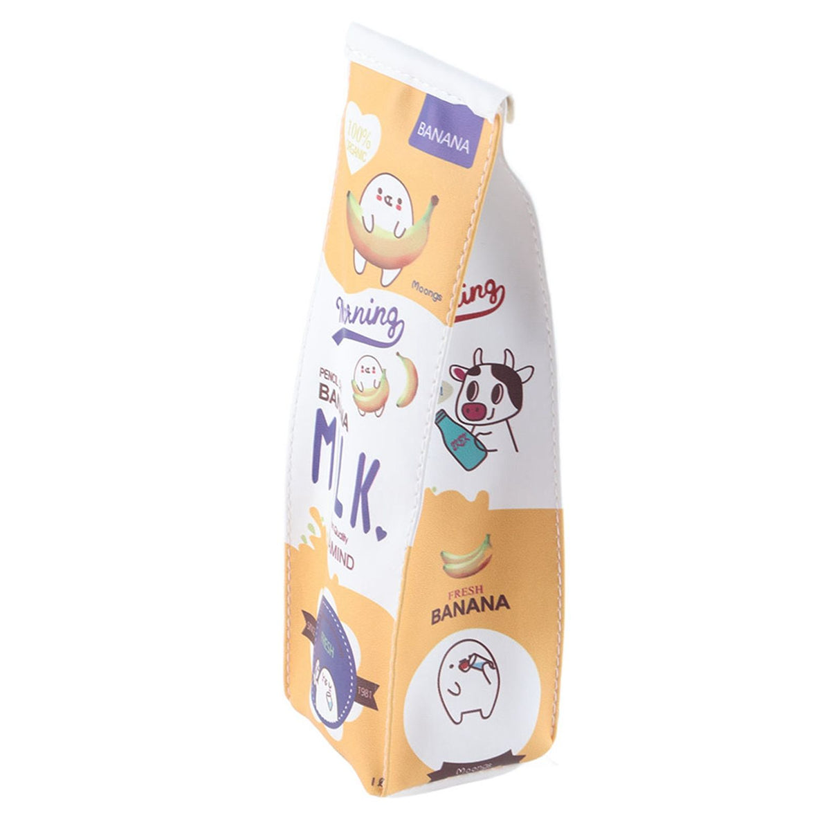 3Colors Cartoon Milk Stationery Bag Waterproof PU Large Capacity Pencil Case Storage Bag