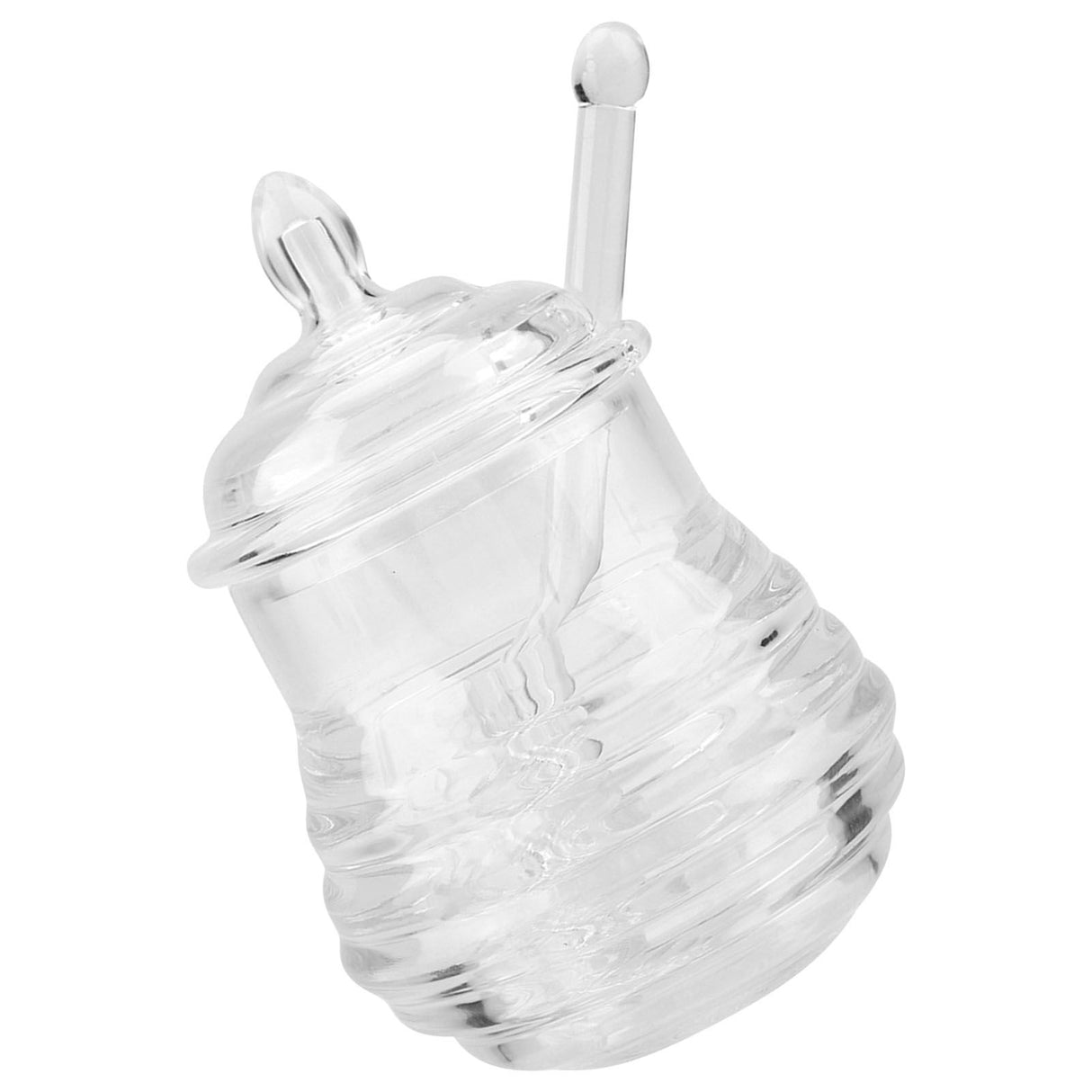 245ml Transparent Beehiveshaped Honey Jar with Dripper Stick for Storing and Dispensing Honey