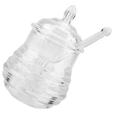 245ml Transparent Beehiveshaped Honey Jar with Dripper Stick for Storing and Dispensing Honey