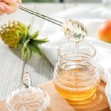 245ml Transparent Beehiveshaped Honey Jar with Dripper Stick for Storing and Dispensing Honey