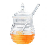 245ml Transparent Beehiveshaped Honey Jar with Dripper Stick for Storing and Dispensing Honey - Extra Image
