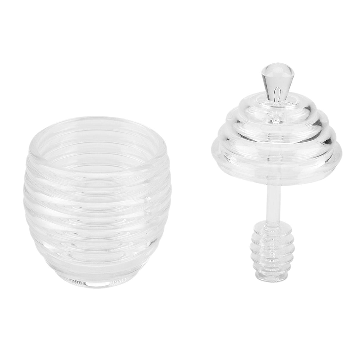 265ml Transparent Beehive shaped Honey Jar with Dripper Stick for Storing and Dispensing Honey
