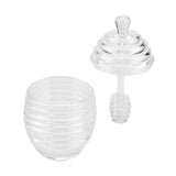 265ml Transparent Beehive shaped Honey Jar with Dripper Stick for Storing and Dispensing Honey - Low Angle