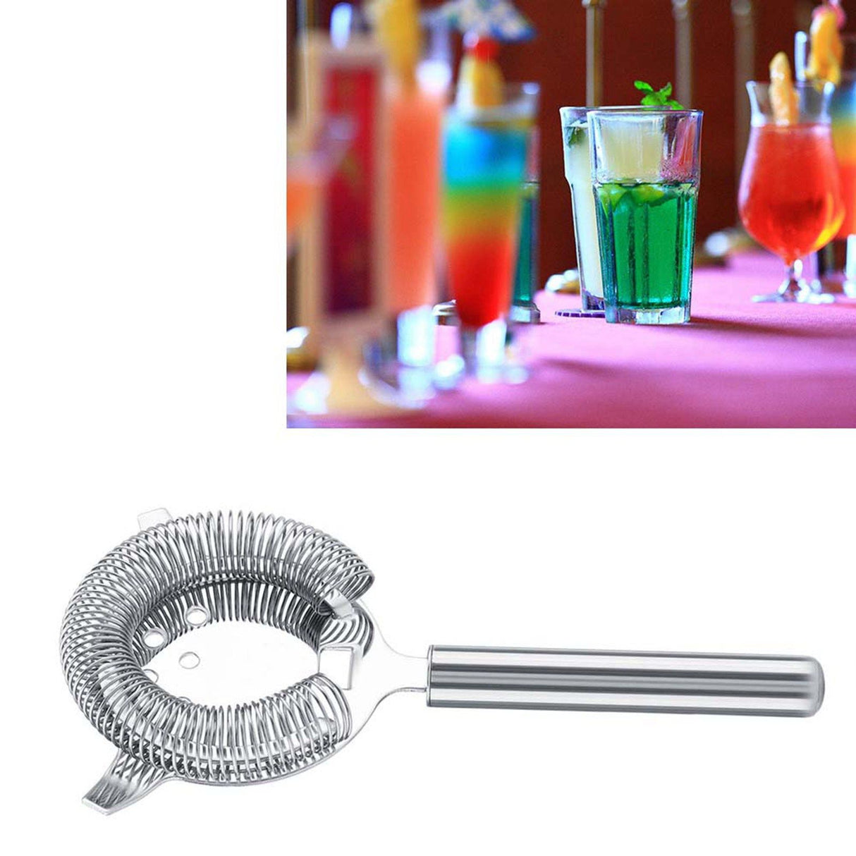 Stainless Steel Cocktail Drainer Filter Beverage Filtering Tool for Bar Restaurant 19.7*10.4cm