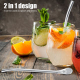 Stainless Steel Metal Drinking Straw Spoon Resuable Washable Cocktail Spoons L - Front View