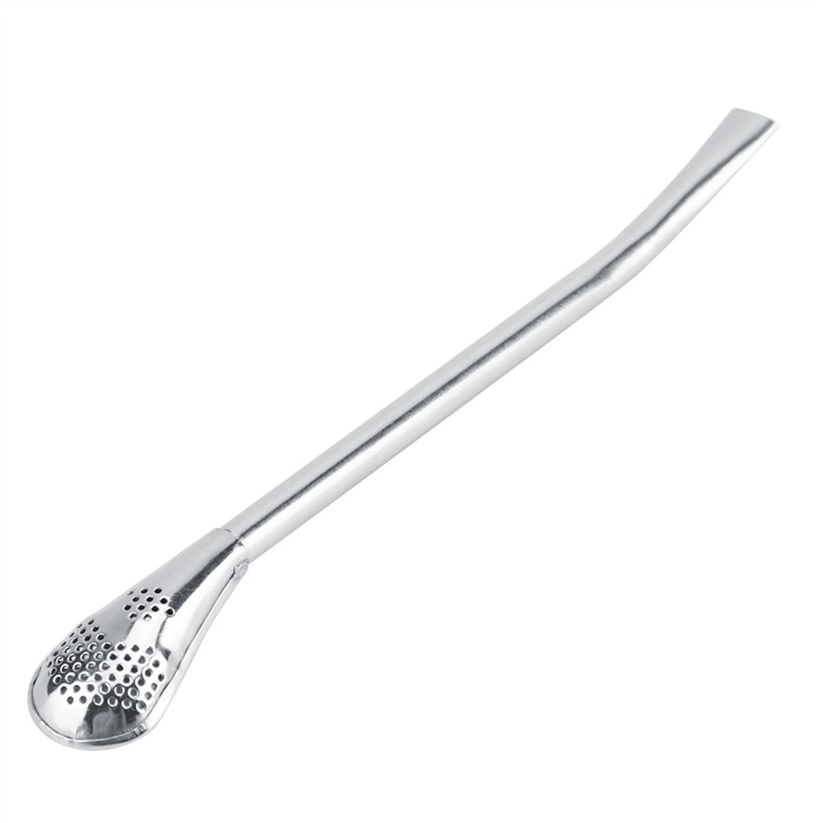 Stainless Steel Metal Drinking Straw Spoon Resuable Washable Cocktail Spoons L